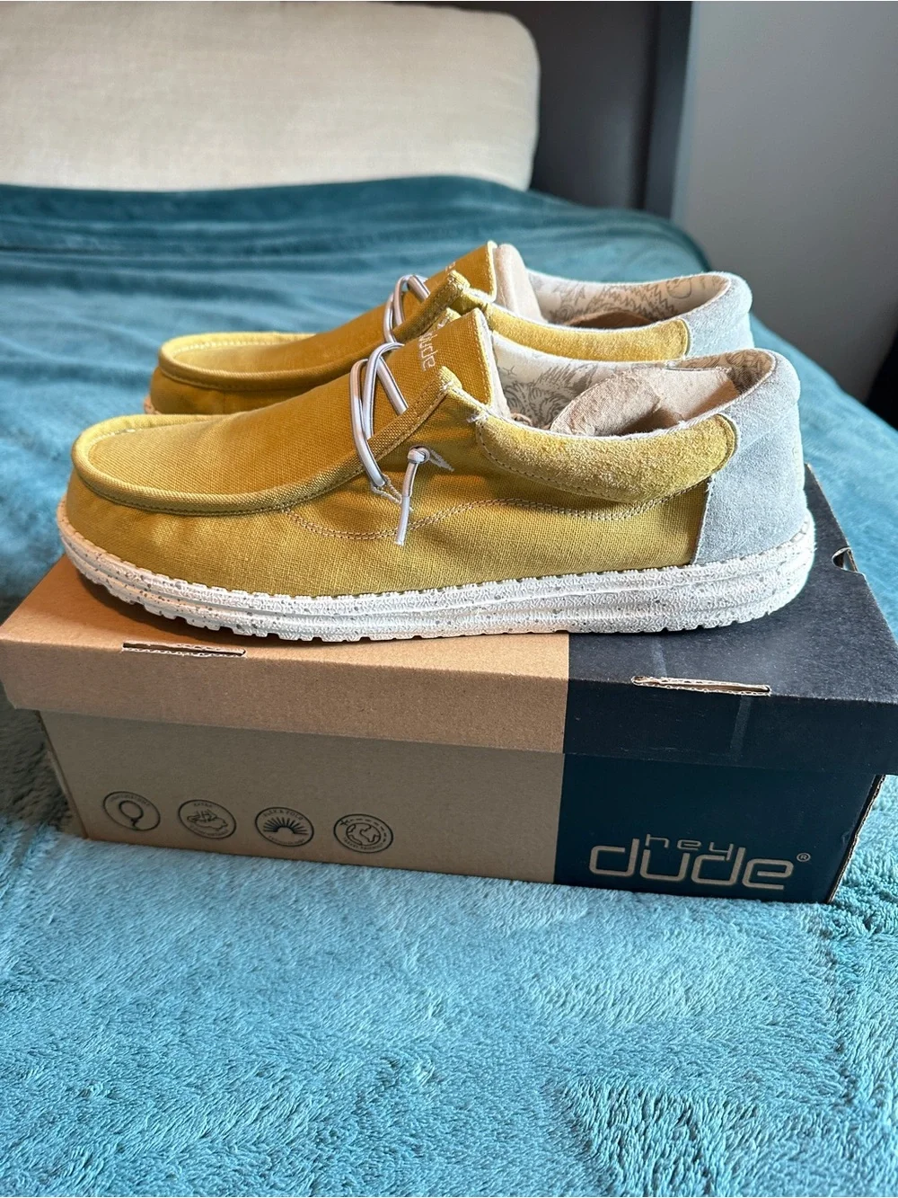 Men’s Hey Dude Canvas Slip-On Sneakers in Mustard Yellow
